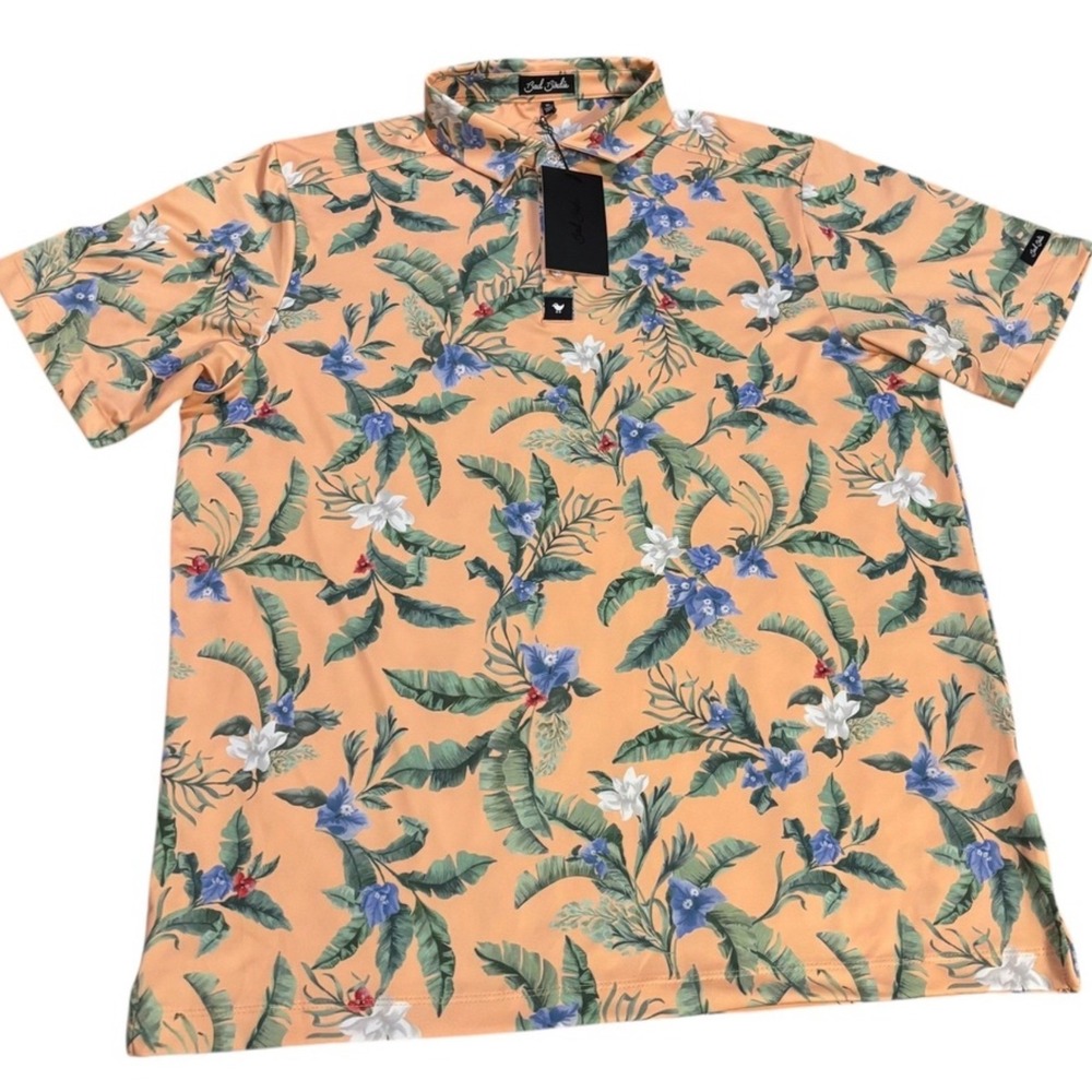 Bad Birdie Flora Fiesta Core Golf Polo Peach Tropical XL New With‎ Tags
